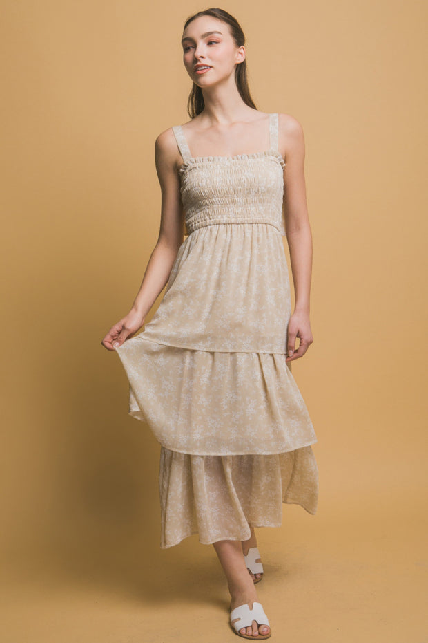 Tiered Midi Floral Dress