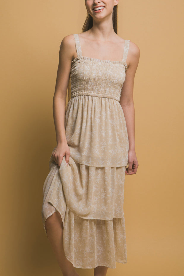 Tiered Midi Floral Dress