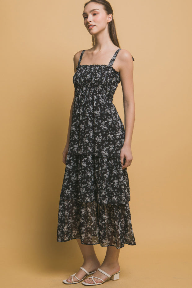 Tiered Midi Floral Dress
