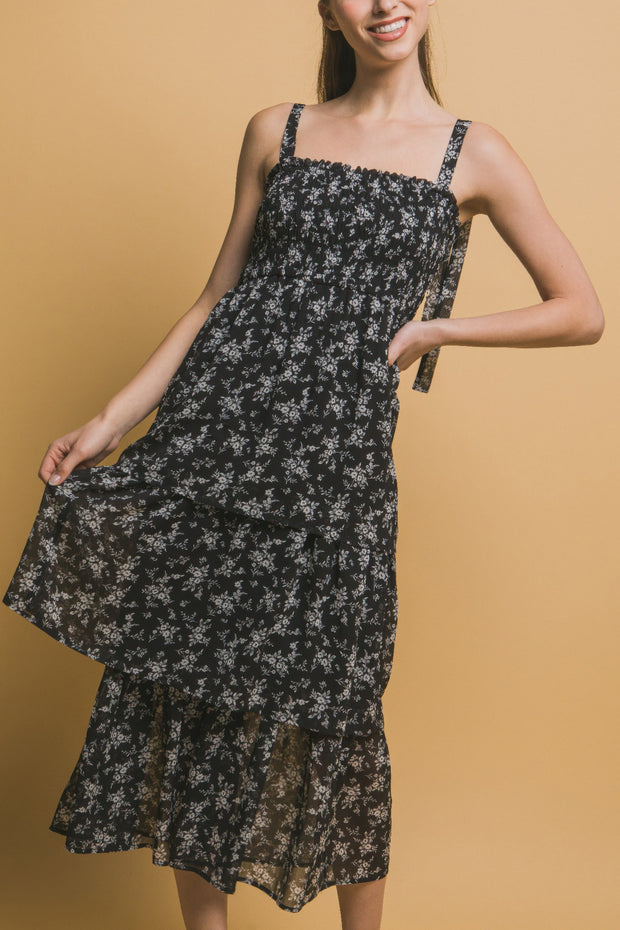 Tiered Midi Floral Dress