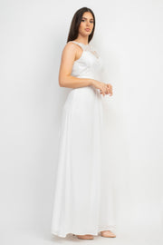 Jewel Waist-tie Lace Maxi Dress