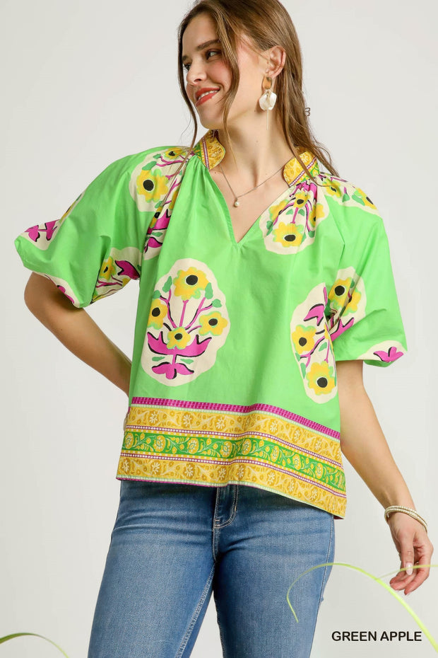 Boho-chic Floral Print Blouse