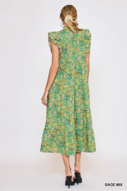 Floral Garden Print Tiered Maxi Dress