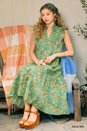 Floral Garden Print Tiered Maxi Dress
