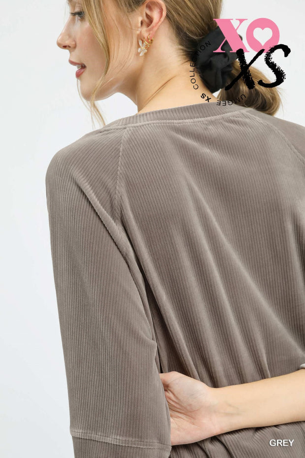 Ribbed Knit Oversized Top