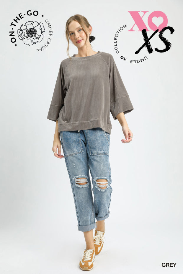Ribbed Knit Oversized Top