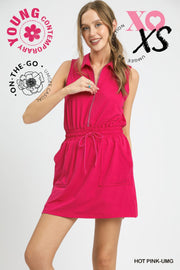 Zip Front Casual Mini Dress
