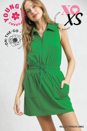 Zip Front Casual Mini Dress