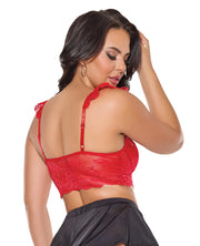 Scallop Stretch Lace Soft Cup Bralette - Red