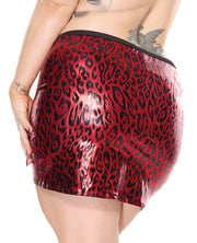 Darque Metallic Wet Look Skirt - Red/Black (Plus Size)