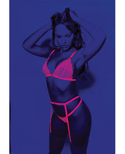 Euphoria Neon Bra, Garterbelt & Panty Neon Pink