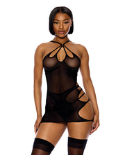 Feeling Butterflies Mesh Chemise With Panty - Black