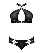 Lust Juno Top With Velcro Choker Neck & Mini Short Black