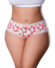Sweet Treats Crotchless Boy Short With Wicked Sensual Care Peach Lube - White (Plus Size)