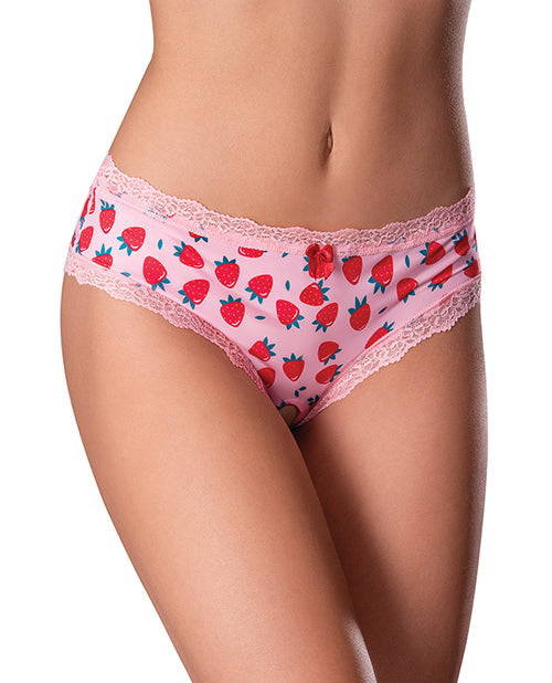 Sweet Treats Crotchless Boy Short With Wicked Sensual Care Strawberry Lube - Pink