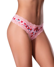 Sweet Treats Crotchless Thong With Wicked Sensual Care Strawberry Lube - Pink