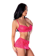 Get It Girl Lace Bra With Skirt & Thong - Pink