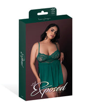 Evermore Babydoll With Cheeky Panty 2 pc Set - Emerald (Plus Size)