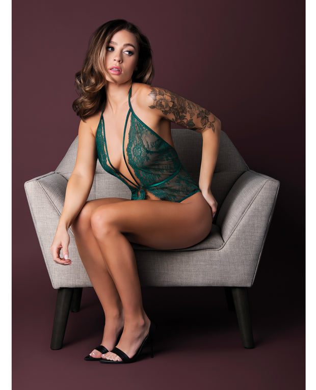 Evermore Lace Plunge Teddy - Emerald L/XL