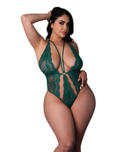 Evermore Lace Plunge Teddy - Emerald (Plus Size)