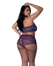 Hazy Dayz Gummy Bear Blacklight Reflective Halter Top & Short 2 pc Set - Multi (Plus Size)