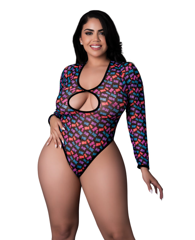 Hazy Dayz Gummy Bears Blacklight Reflective Teddy - Multi (Plus Size)