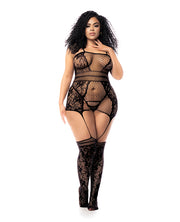 Floral Fishnet Bodystocking Black