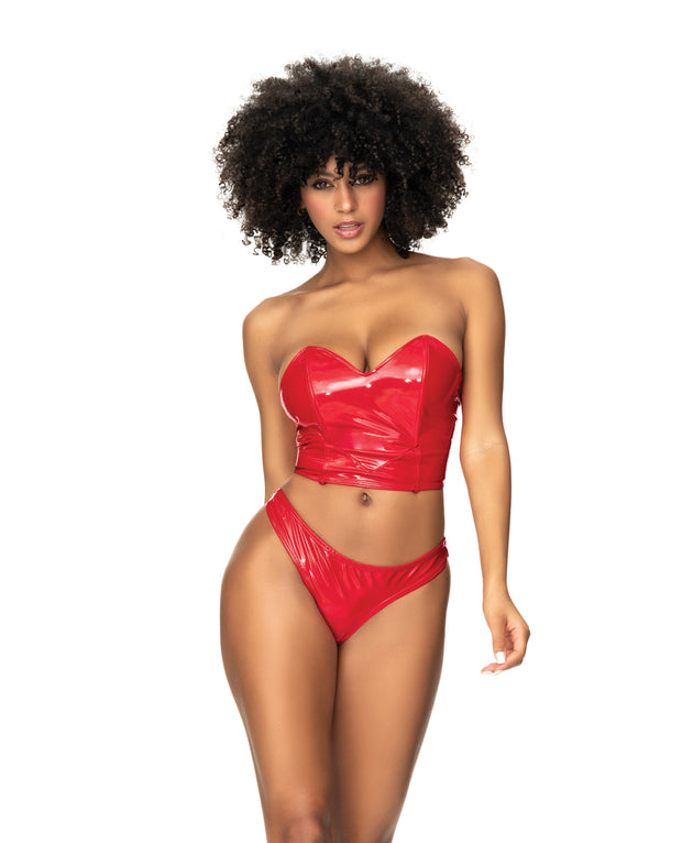 Wet Look Two In One Babydoll Red