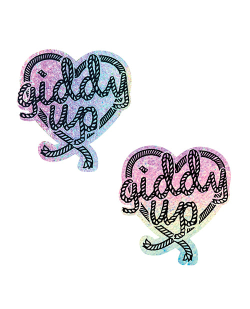 Neva Nude Giddy Up Heart Reflective Pasties - Rainbow