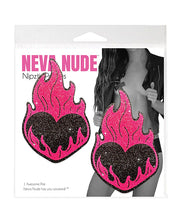 Neva Nude Flaming Heart Glitter Pasties - Black/Red