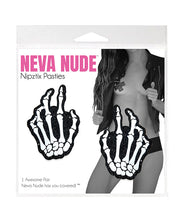 Neva Nude Holographic Skeleton Hands Pasties - White/Black