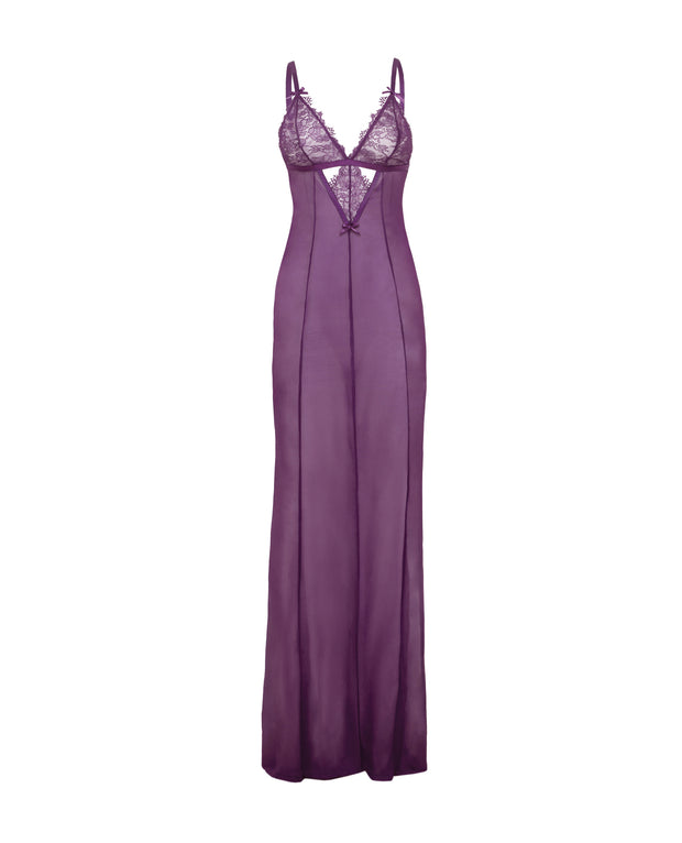 Katana Mesh & Eyelash Lace Gown - Purple (Plus Size)