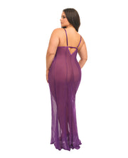 Katana Mesh & Eyelash Lace Gown - Purple (Plus Size)