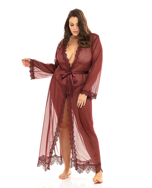 Valentina Leopard Lace Robe with G-string