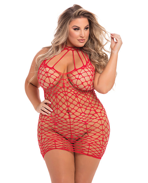 Pink Lipstick Shreds Of Decency Mini Dress (Plus Size) - Spicy and Sexy