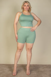 Plus Size Split Back Cami Top & Shorts Set