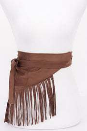 Faux Suede Fringe Belt