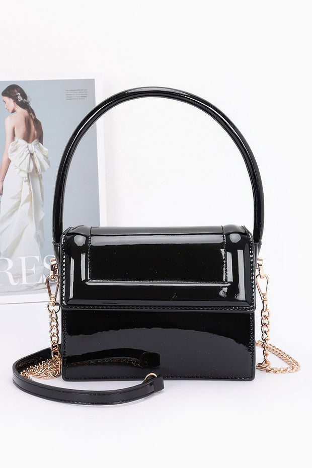 Enamel Top Handle Flap Bag