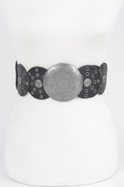 Faux Leather Multi Eyelet Round Western Belt