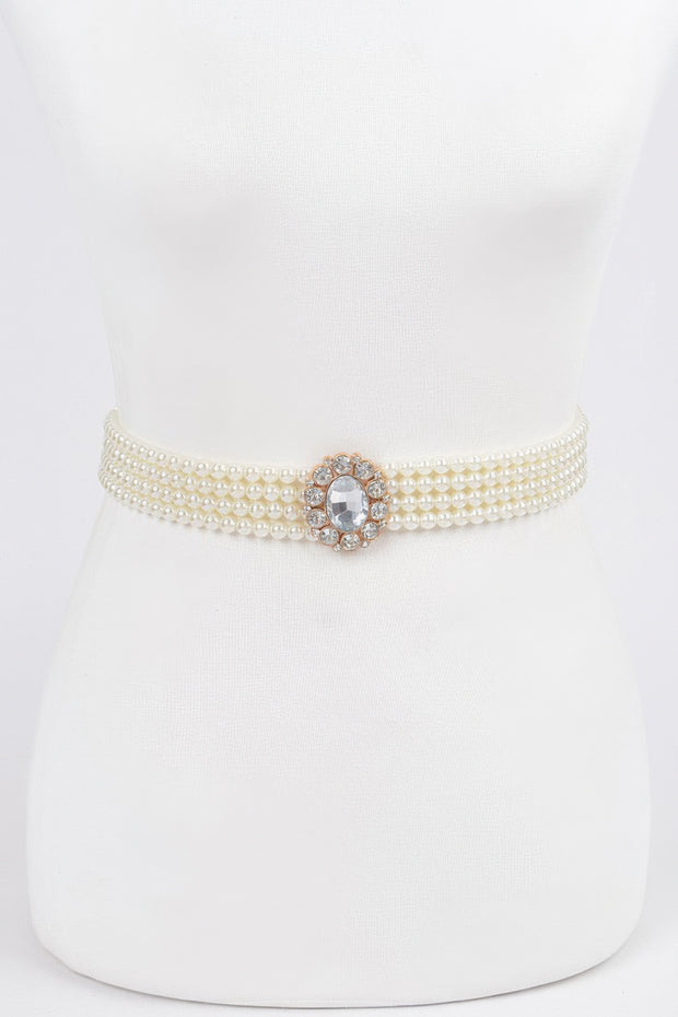 Faux Pearl Stretch Belt