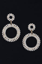 Rhinestone Round Circle Dangle Earring