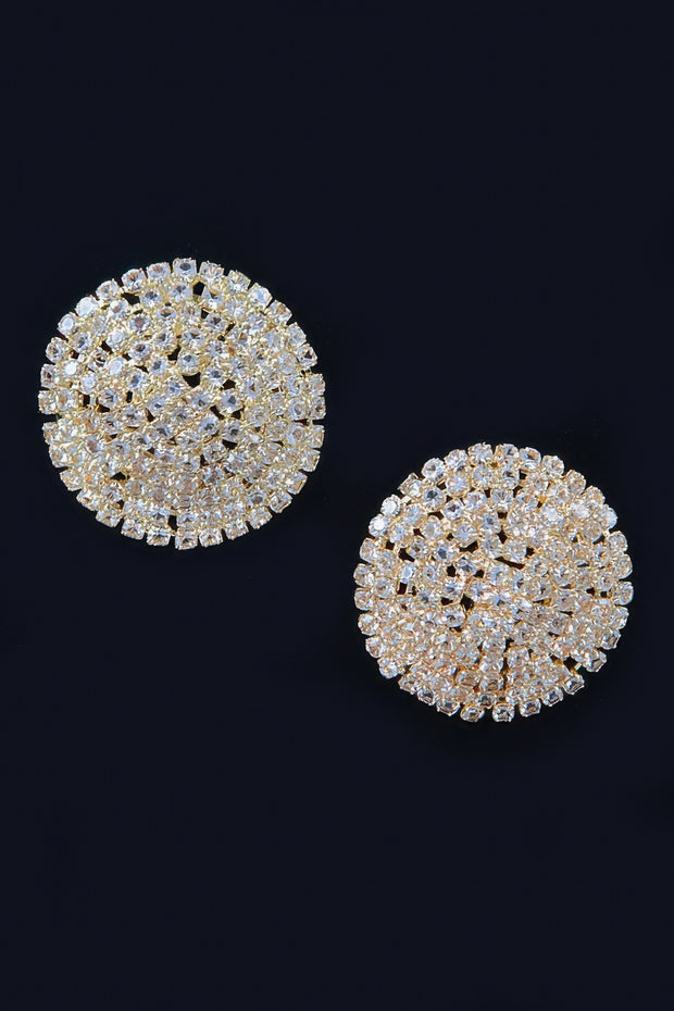 Round Shape Rhinestone Stud Earrings