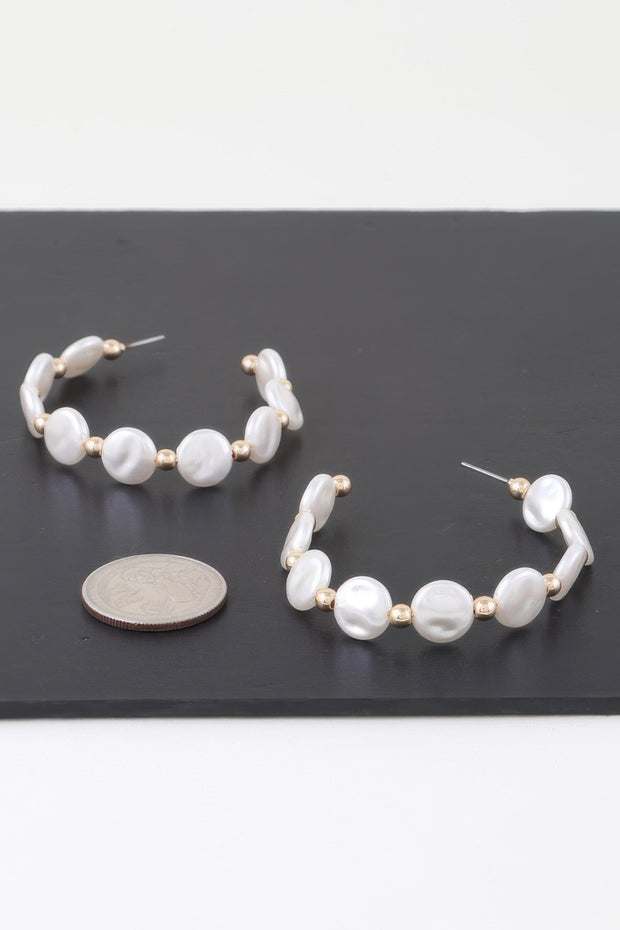 Modern Pearl Beaded Hoop Earrings