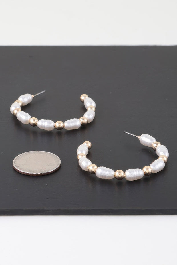 Multi Pearl Beaded Hoop Earrings