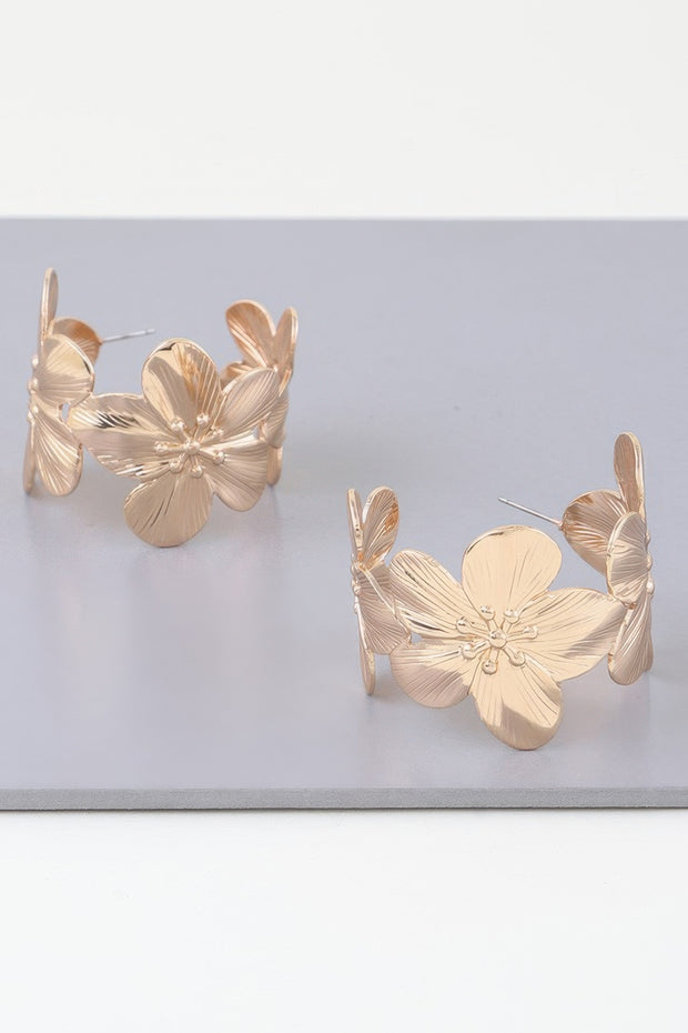 Gold Floral Hoop Earrings