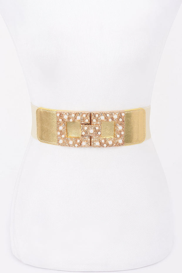 Pearl Metal Buckle Elastic Belt