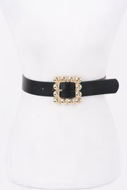 Metal Square Buckle Pu Belt