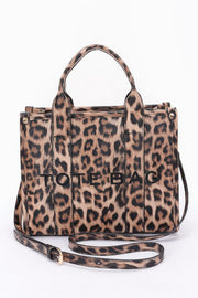 Leopard Faux Leather Tote Bag