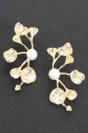 Faux Pearl Metal Flower Earring