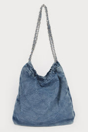 Quilted Washed Denim Chain Bag